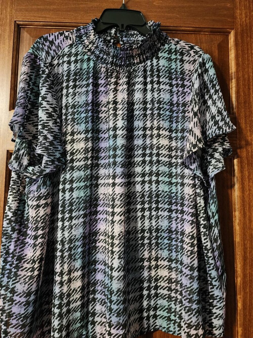 Torrid Chiffon Mock Neck Flutter Sleeve Top